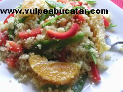 Couscous salad with vegetables and orange